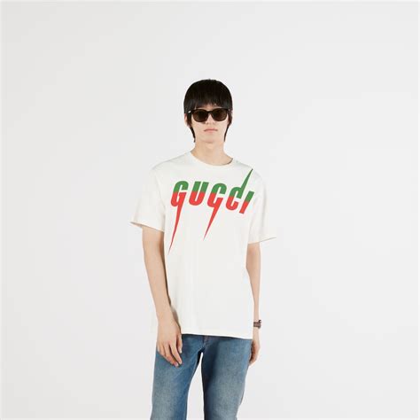 gucci argento gucci t-shirt in jersey di cotone stampa|Gucci .